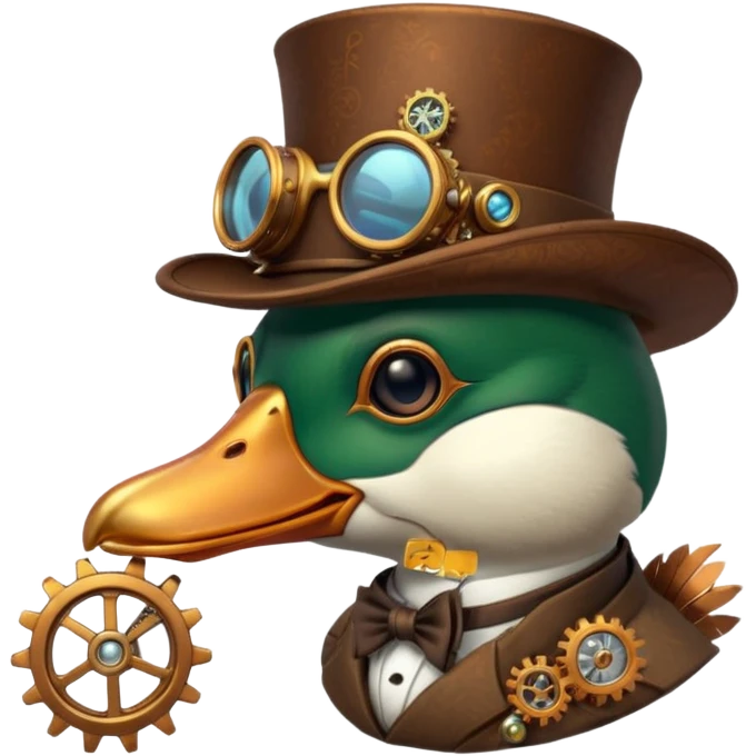 Create a steampunk mallard that has monocle glasses
 emoji