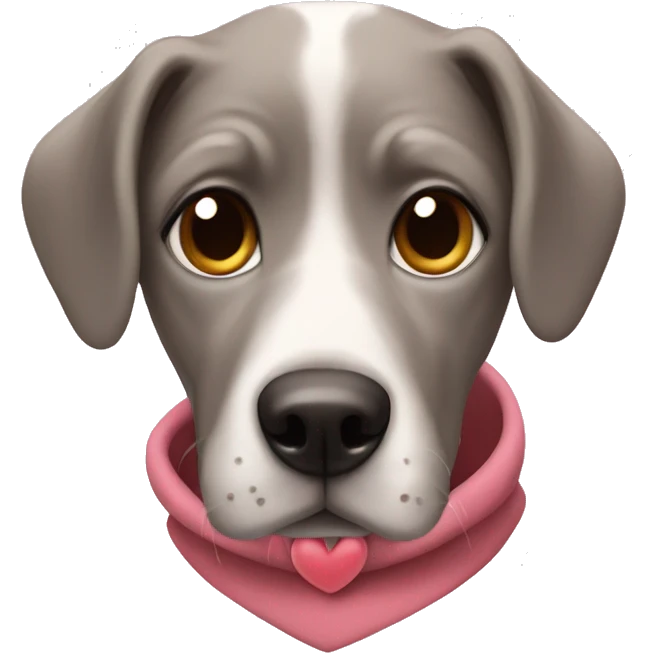 Weirdly dog in a sweatshirt with heart eyes emoji