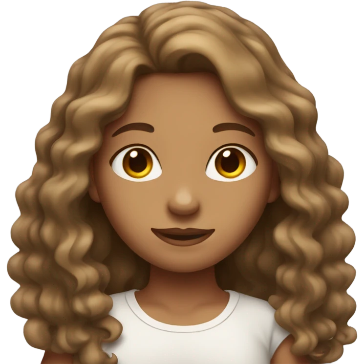 tan girl with long brown wavy hair  emoji