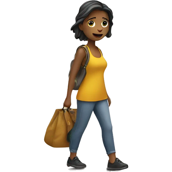 girl with bag on road emoji