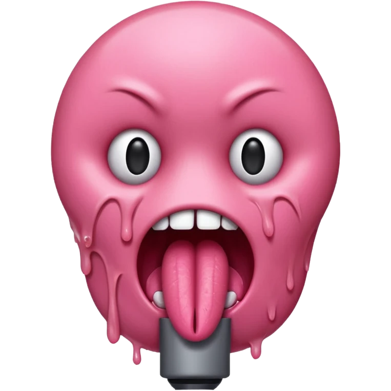 Microphone head with a human tongue crammed inside it. emoji