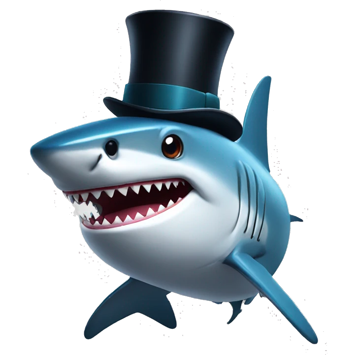 Shark with a top hat emoji