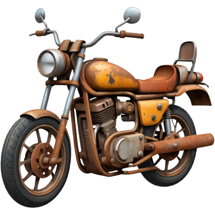 Damaged motorbike there should be no front wheel it should be like junk  emoji