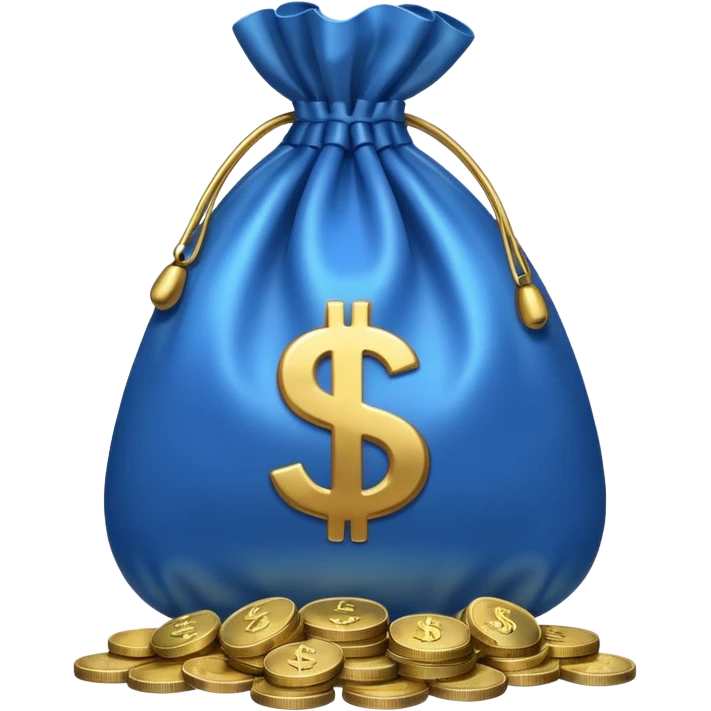blue coins inside a money bag  emoji