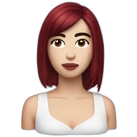 Dua Lipa with dark red hair emoji