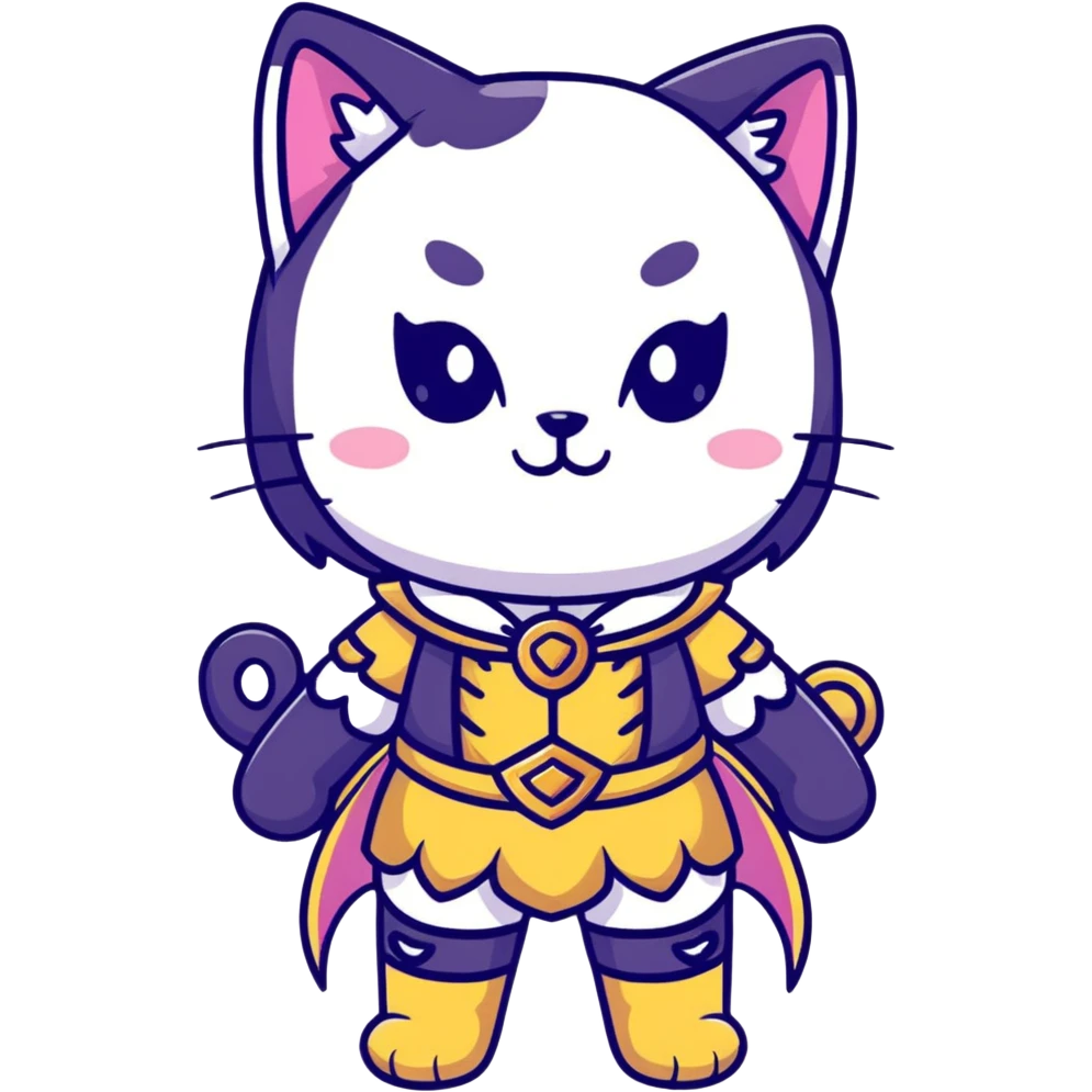 catgirl character with detailed fantasy costume, magical vibe, anime look emoji