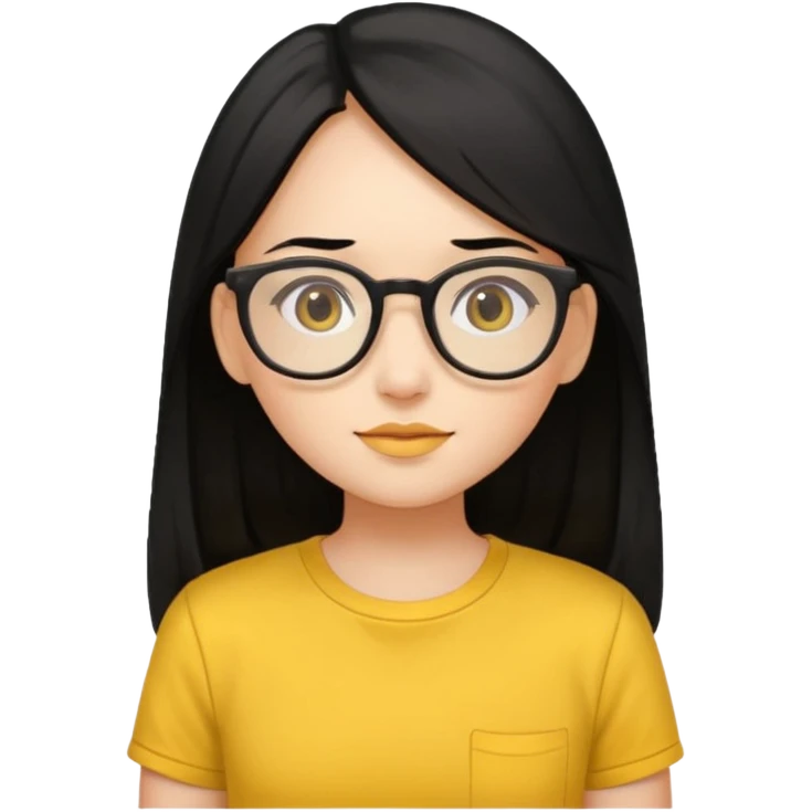 Nails cute with hello kitty wear glasses black long  hair wear, yellow shirt for circle profile picture emoji