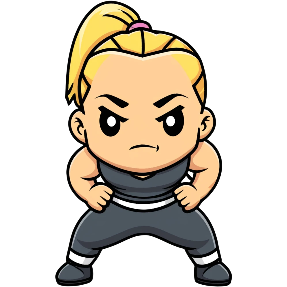 Hun from Teenage Mutant Ninja Turtles, muscular gang leader with blonde ponytail emoji