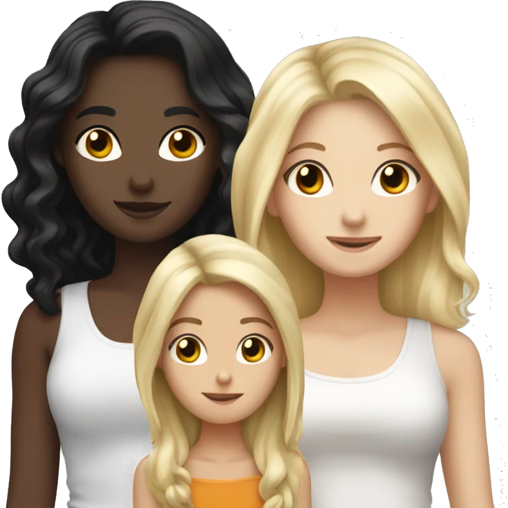 friendgroup of 4 white girls, one blonde and three black hair emoji