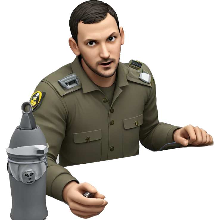 military boy at computer emoji