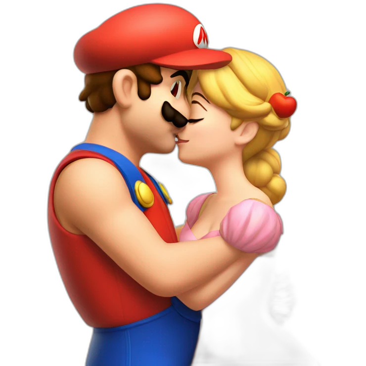 Mario kissing peach emoji