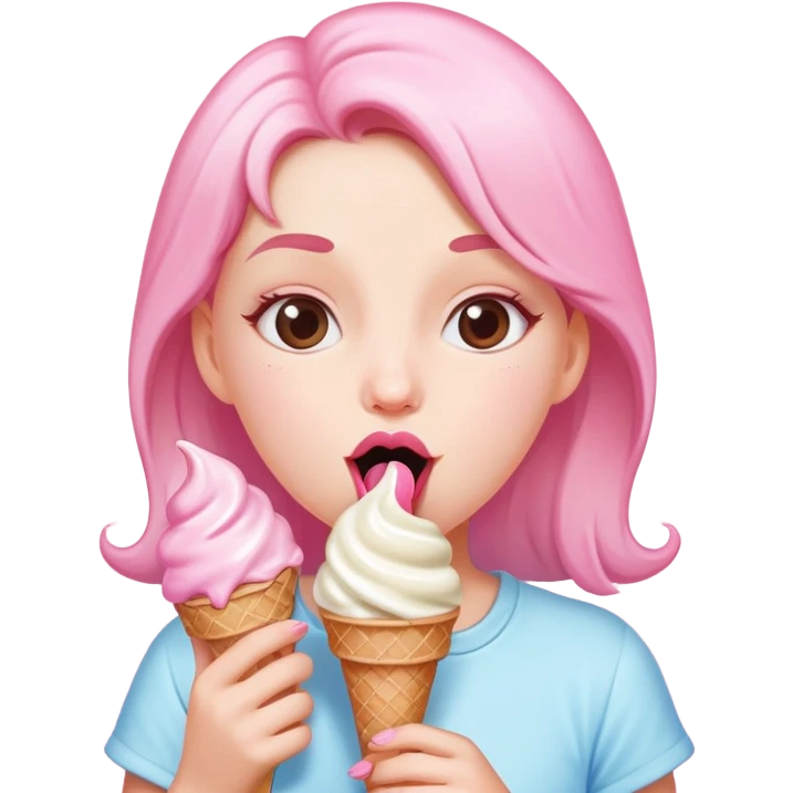 A naked girl with big tits licks ice cream emoji
