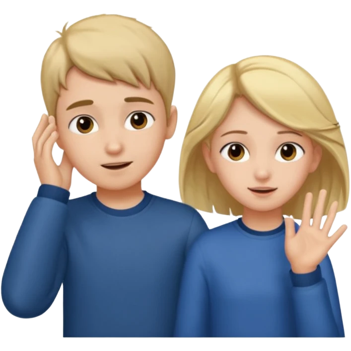 a boy putting a girls hair behind her ear gesture emoji