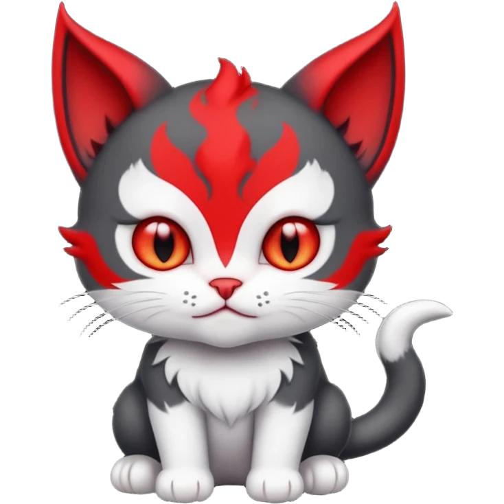 charcoal grey and white baby devil cat emoji