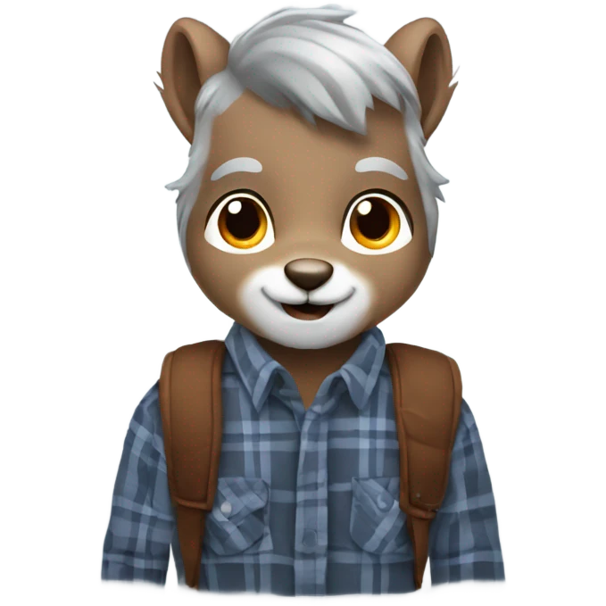 Squirrel and flannel shirt grey hair  emoji