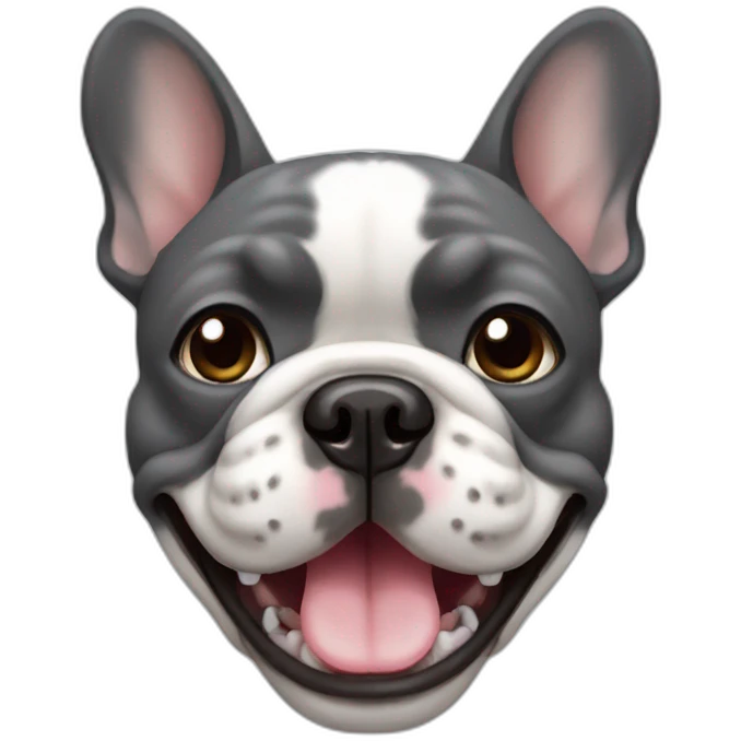 female Dark Grey French bulldog smiling face emoji