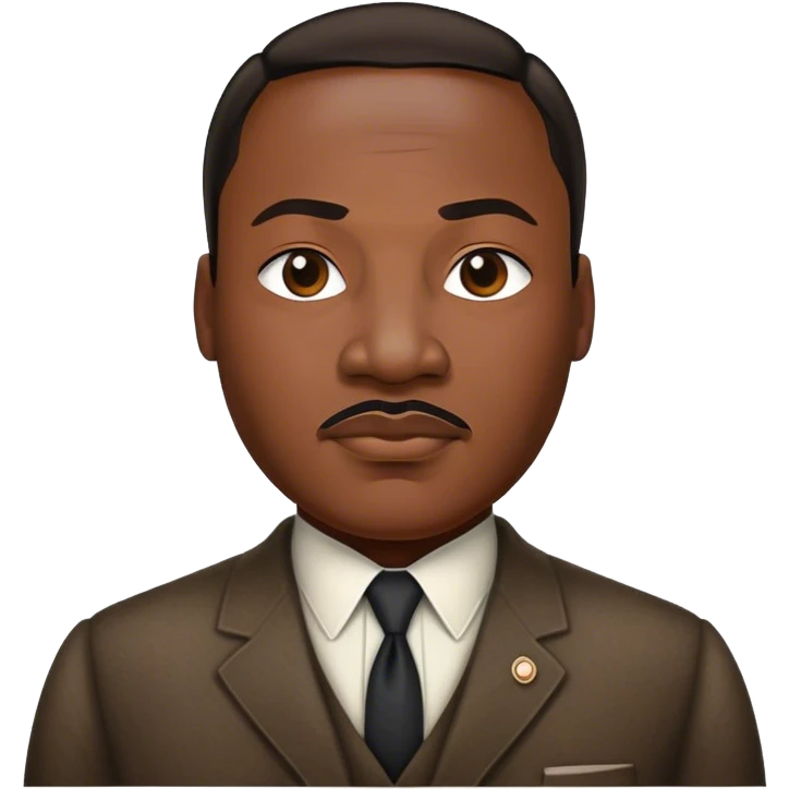 Cinematic Realistic Martin Luther King Jr. Portrait Emoji, depicted as a compassionate determined civil rights leader in period attire with a powerful gaze, rendered with rich textures and inspiring dynamic lighting that captures his historic legacy. emoji