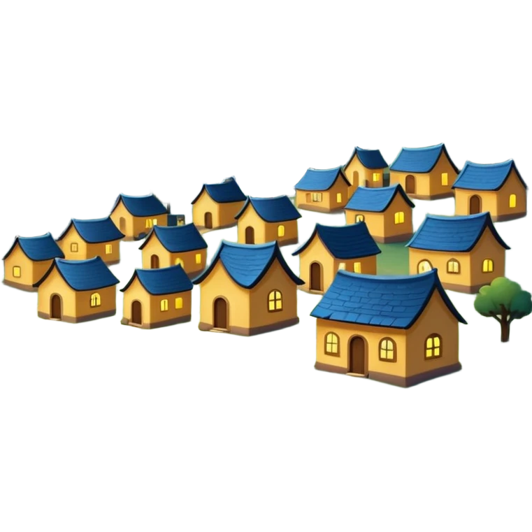 Village in night with moon and stars emoji