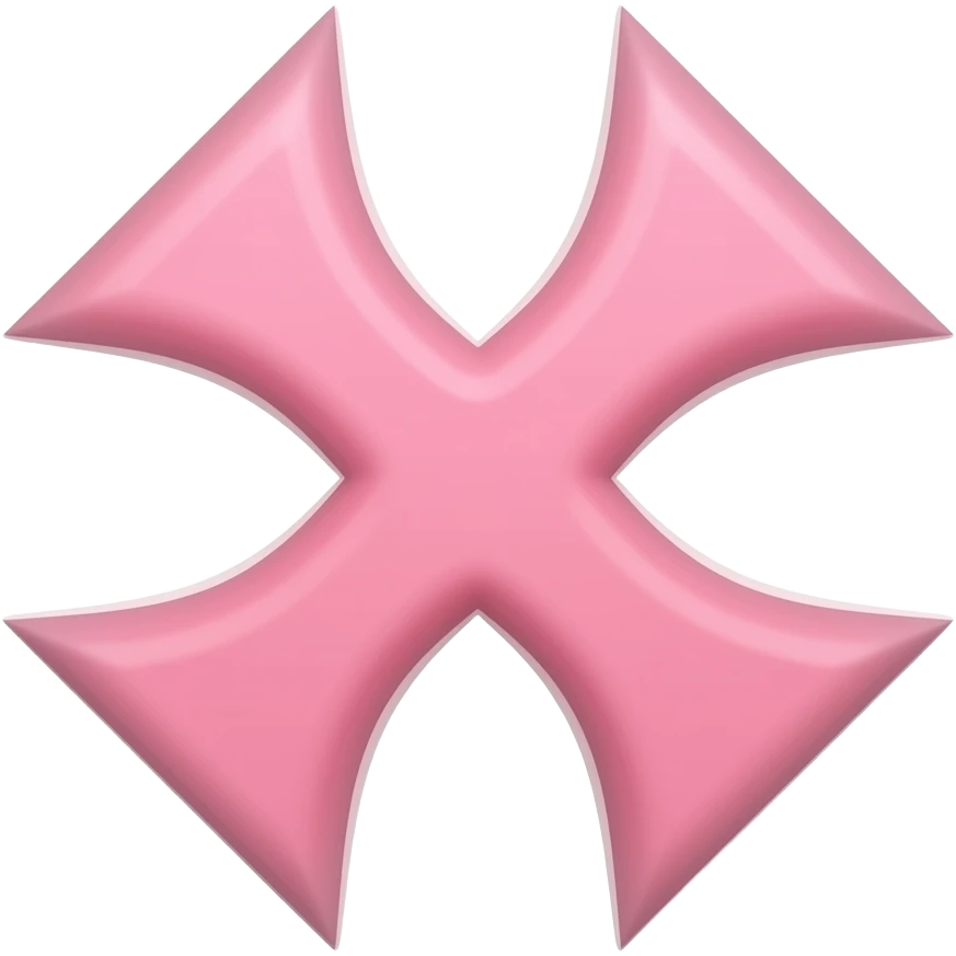 cute pink anime anger mark, four-pointed stress symbol, soft rounded shape, pastel pink, minimal design emoji