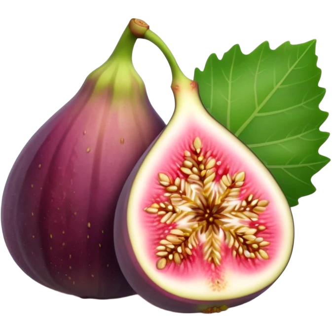 Please create a emoji of a cross-section of a fig with a small leaf emoji