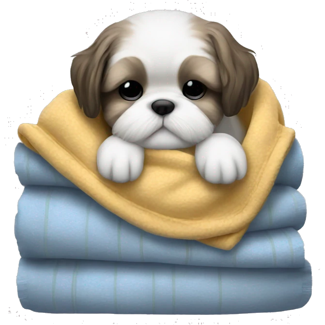 Realistic Shi - tzu puppy sleeping with a blanket emoji