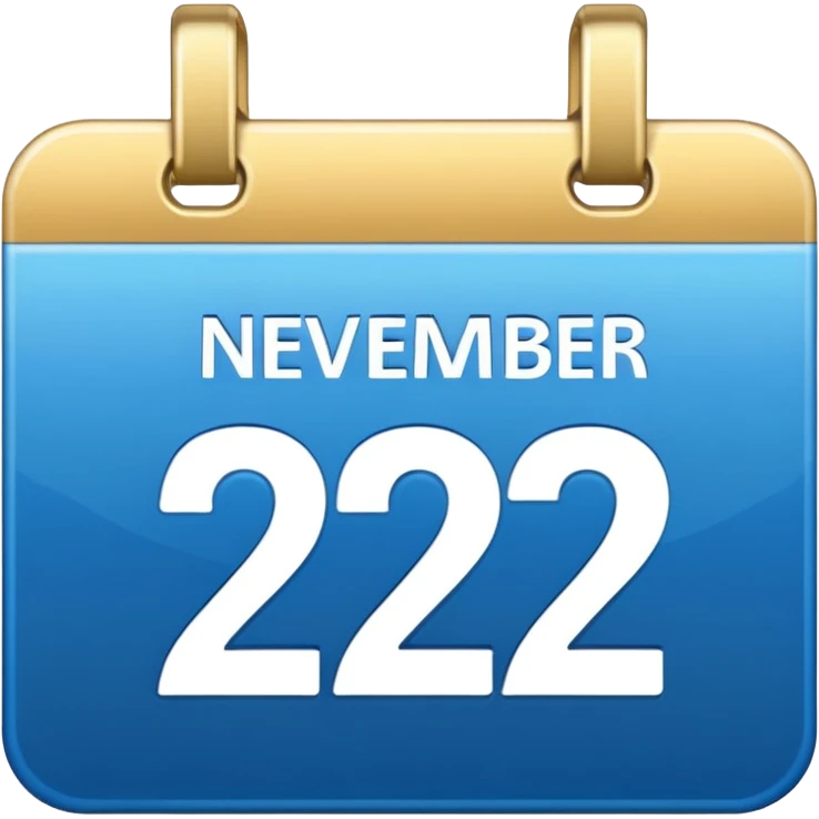 no generate an ios style background free calender icon, blue and gold and white with the date 22 november highlited emoji