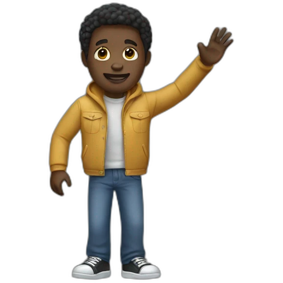 full body black man waving emoji