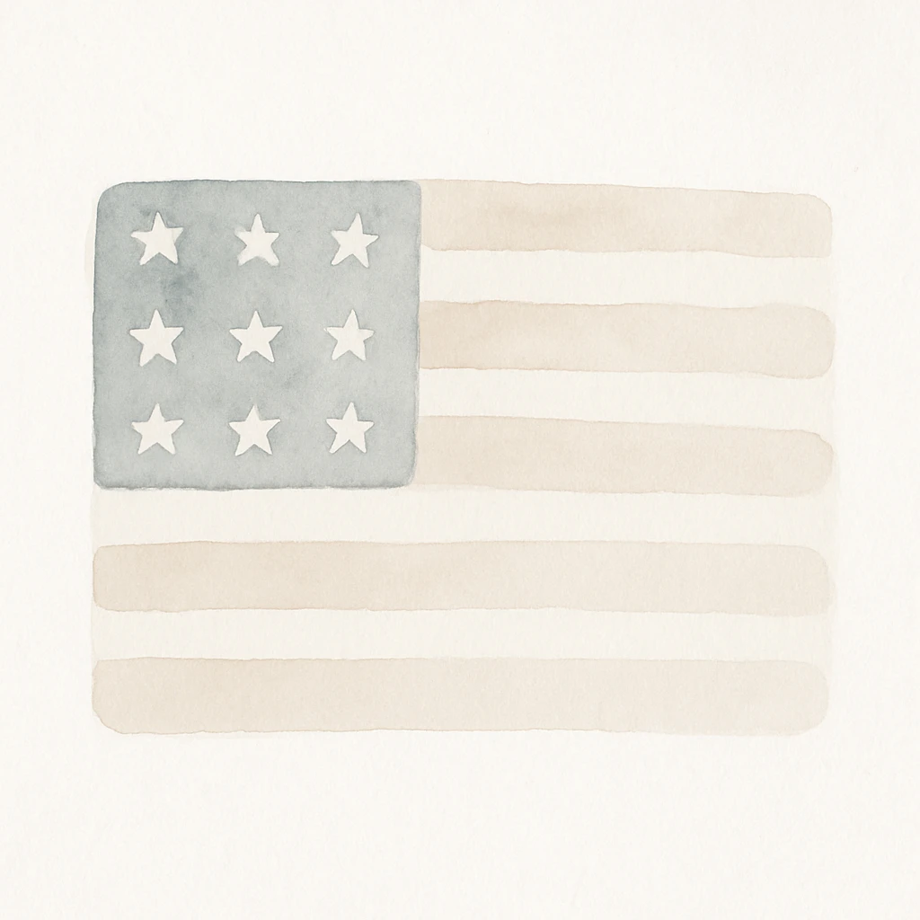 US flag, soft and painted look, watercolor style emoji
