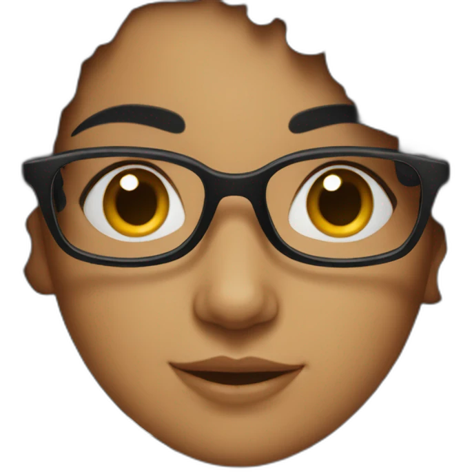 indian girl with glasses with black curly hair wearing a black hoodie emoji