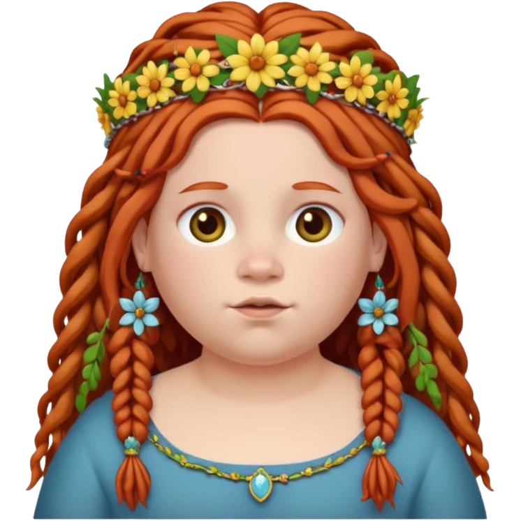 fat redhead kid with dreadlocks and floral tiara emoji