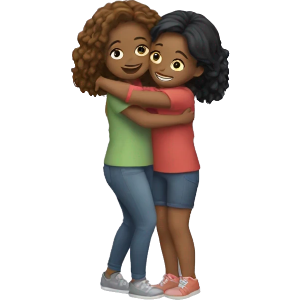 2 girls best friends hugging  emoji