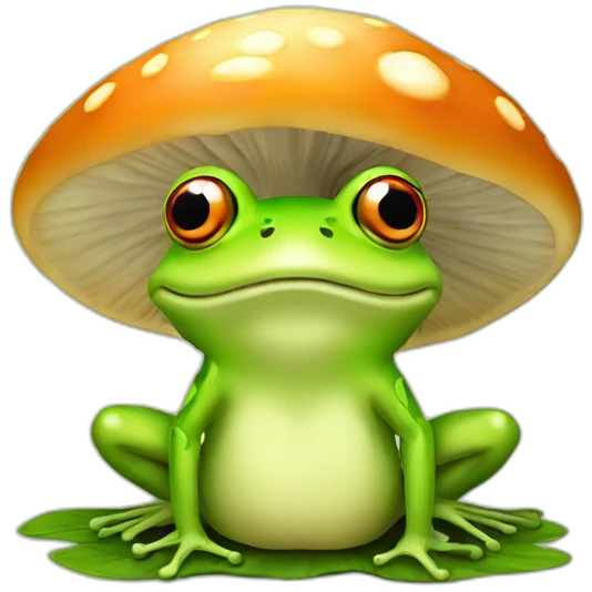 Frog on mushroom emoji