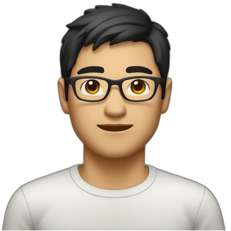 Asian developer black hair brown eyes with glasses emoji