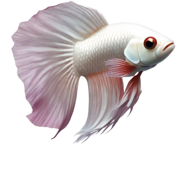 White betta fish with intense burghundy short fins, position: full profile emoji