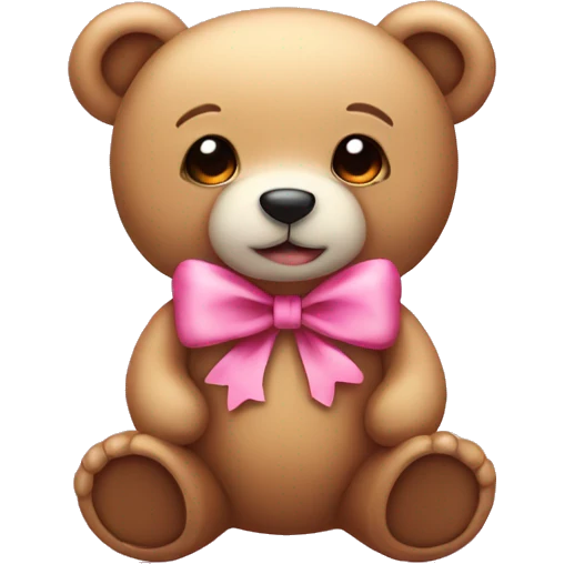 small cute teddy bear with pink bow on head emoji