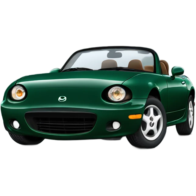 British racing green 1991 Mazda Miata with pop up headlights and a brown interior  emoji