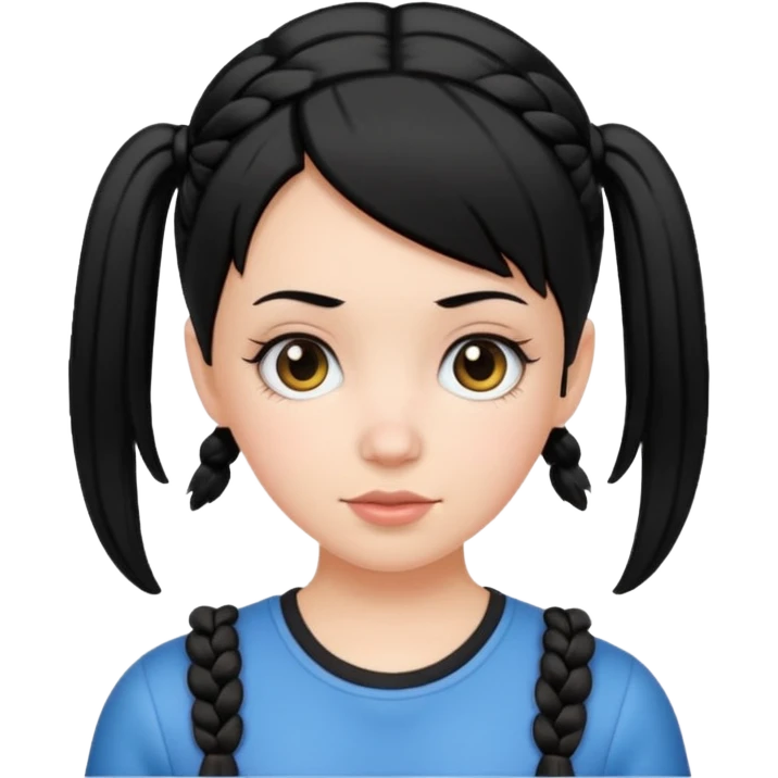 white girl with pig tails haircut black emoji