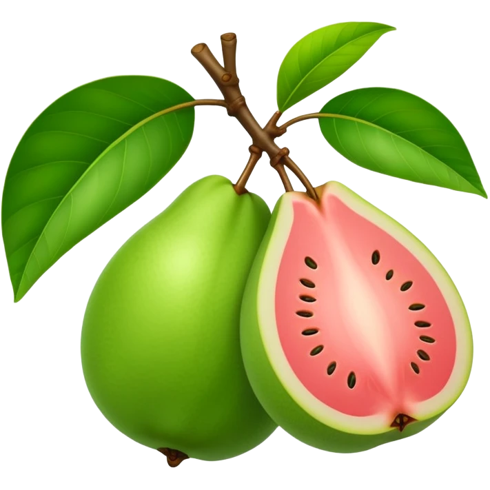A green guava with a leaf attached emoji