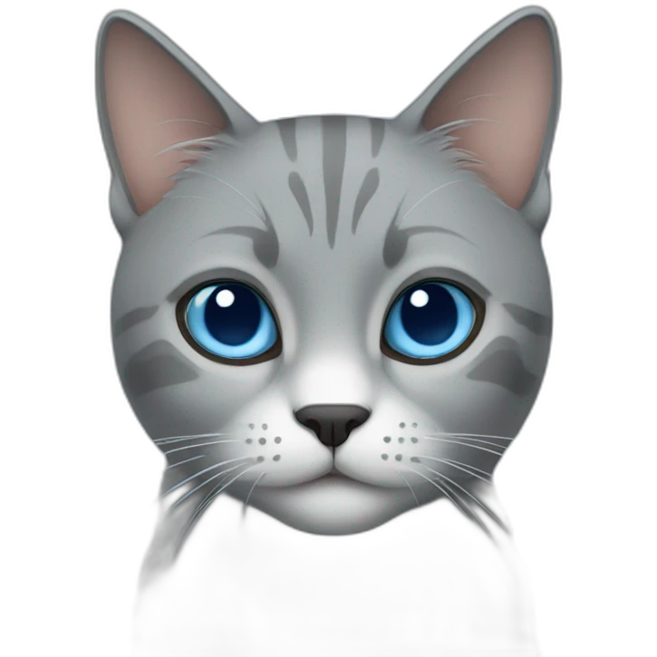Grey cat with blue ete emoji