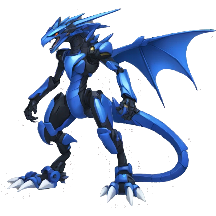  Cool Edgy Black Blue Digimon-Fakemon-Raptor-Dragon-Mecha full body emoji