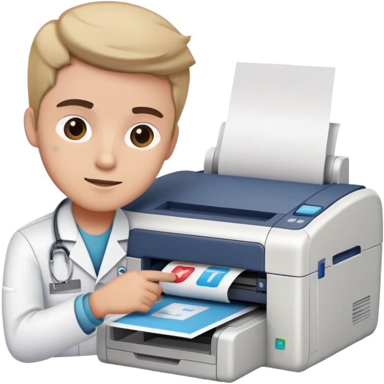 IT technician fixing a printer in hospital emoji