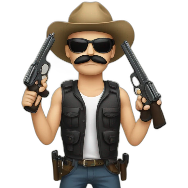 Mustache with guns emoji