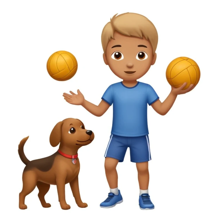 kid and dog playing with ball emoji