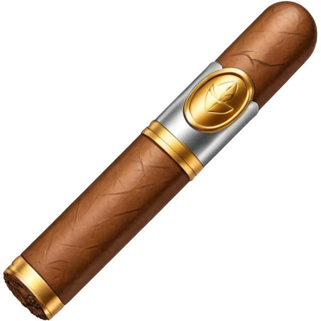 A luxury cigar emoji made of silver chrome, smooth metallic texture, minimal shape, glossy reflections, rich swag aesthetic, iOS emoji style, centered, clean white background emoji