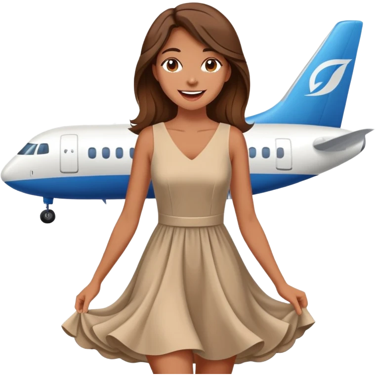  happy elegant beautiful girl flowy brown hair that is more valuable then corals excited to see the love of her life at the airport emoji