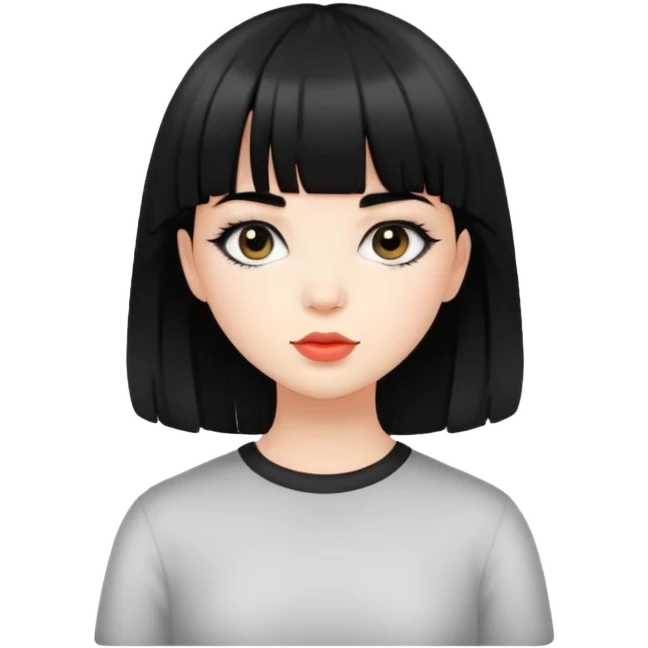 cute girl with black bangs hairstyle emoji