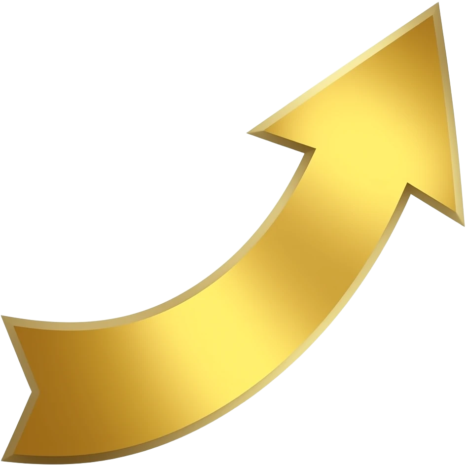 up curve in gold ribbon emoji