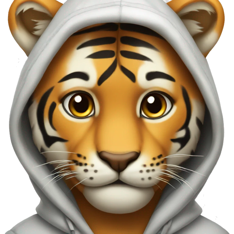 Tiger wearing a hoodie emoji