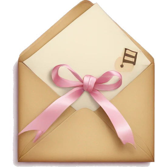 vintage love letters in envelope tied with a baby pink ribbon  emoji