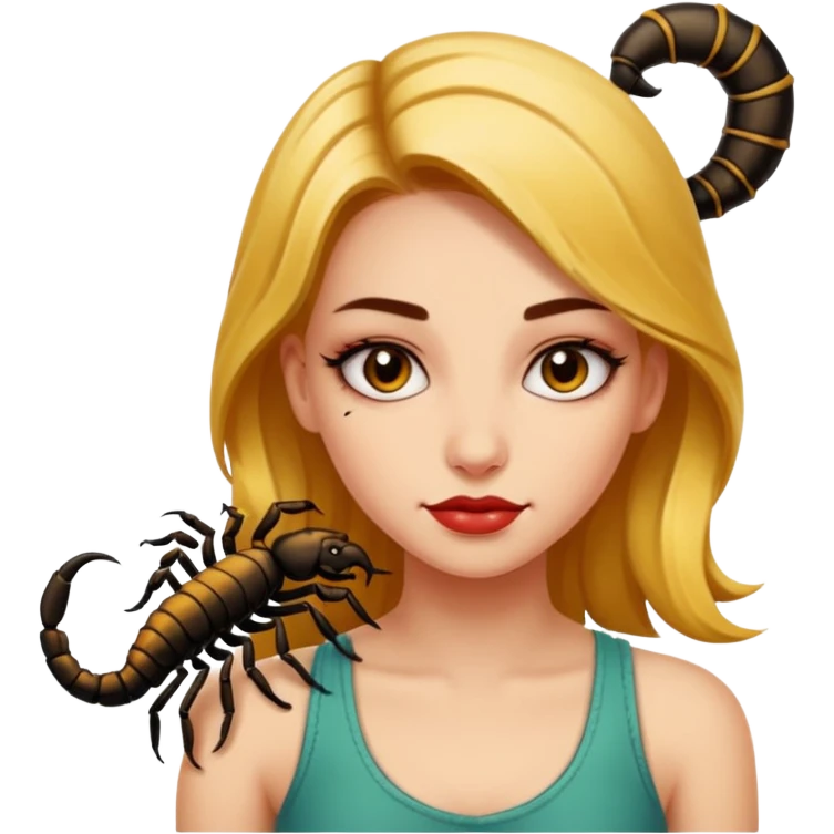 Girl with tattoo, Scorpion. emoji
